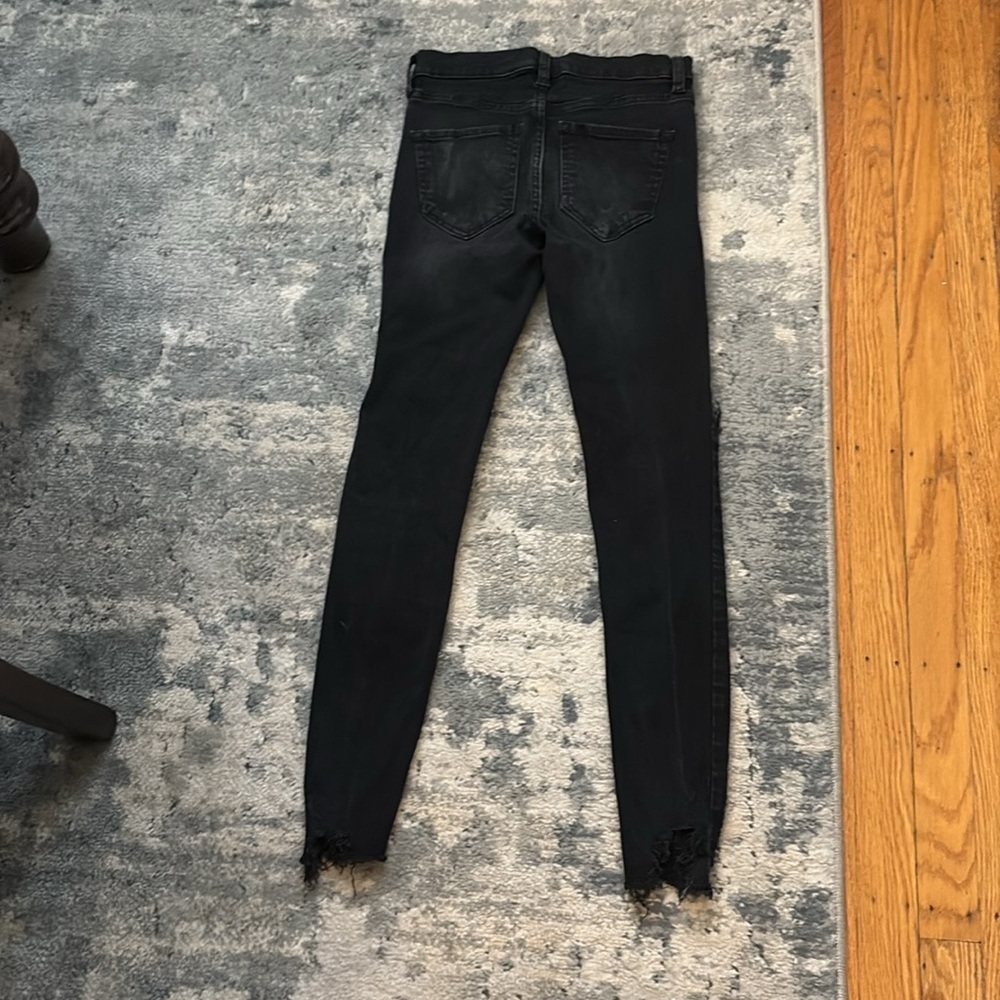 Free People FP Highrise Distressed Skinny Jeans, Faded Black, SZ 25 - Picture 2 of 8